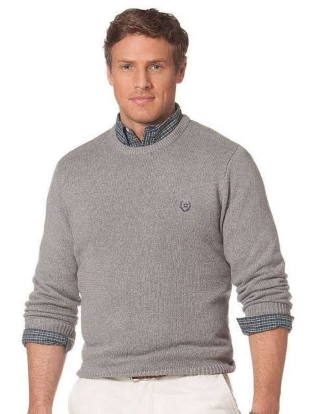 NWT Men's Chaps HTR Classic Crewneck Sweater - Light Gray Size Medium